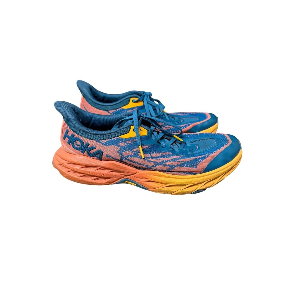 Hoka Women's Speedgoat 5 Blue Orange Trail Running Shoes Size 10 Wide